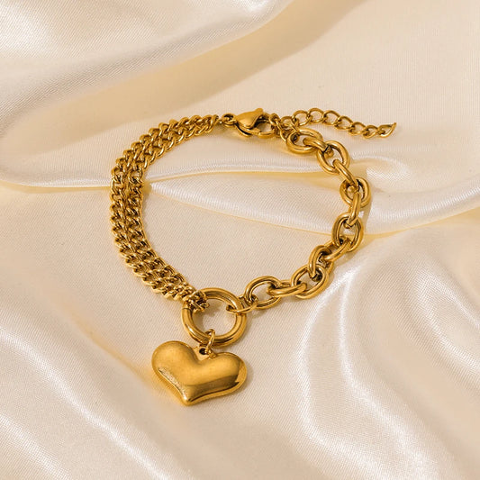 Elegant Starfish Heart Pearl Charm Bracelet – Trendy Gold color Wrist Chain for Women